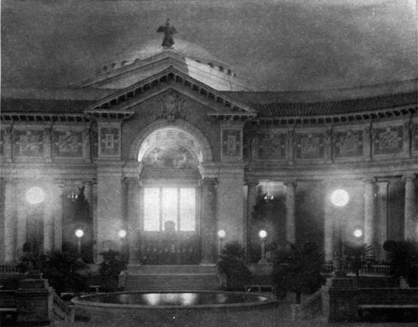 Court of Palms - The Sunken Pool by Night