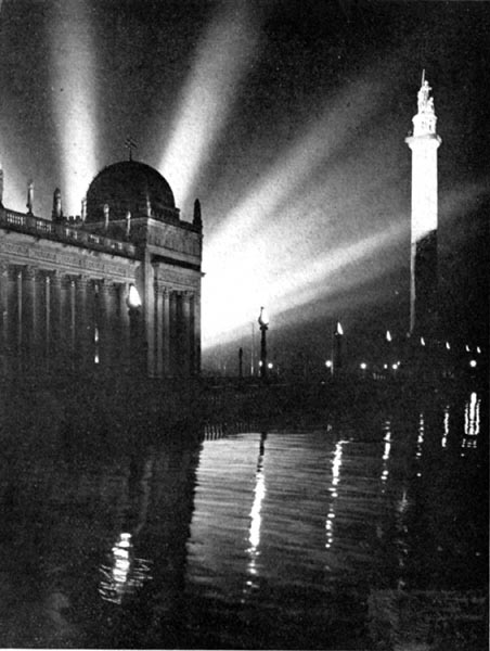 The Column of Progress at Night