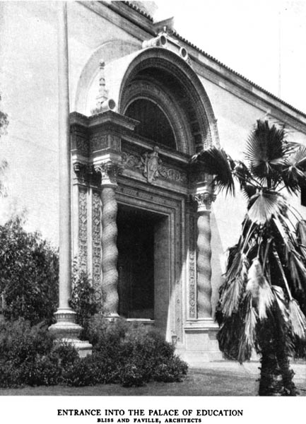 Entrance into the Palace of Education. Bliss and Faville, Architects