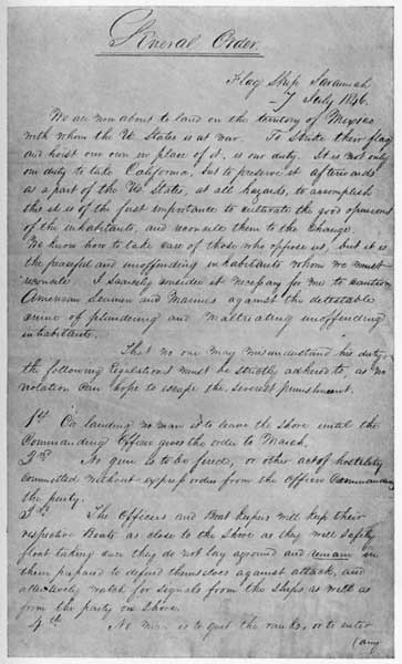 Commodore Sloat's General Order - Part 1