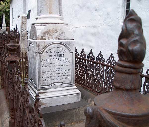 Tombstone for Luis Argüello - Mission Dolores Cemetery - San Francsico