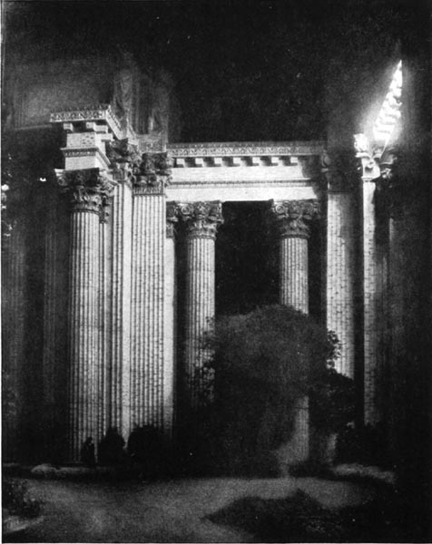 Colonnade Fronting Palace of Fine Arts (Night Effect)