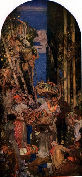 Earth II. The Fruit Pickers. By Frank Brangwyn