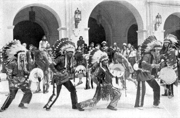 Native Indians in Ceremonial Dance in Mission Play at San Gabriel